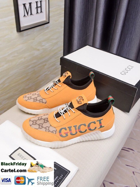 2019 New Gucci 2019 New Men S Orange Leather Casual Sports Shoes 1
