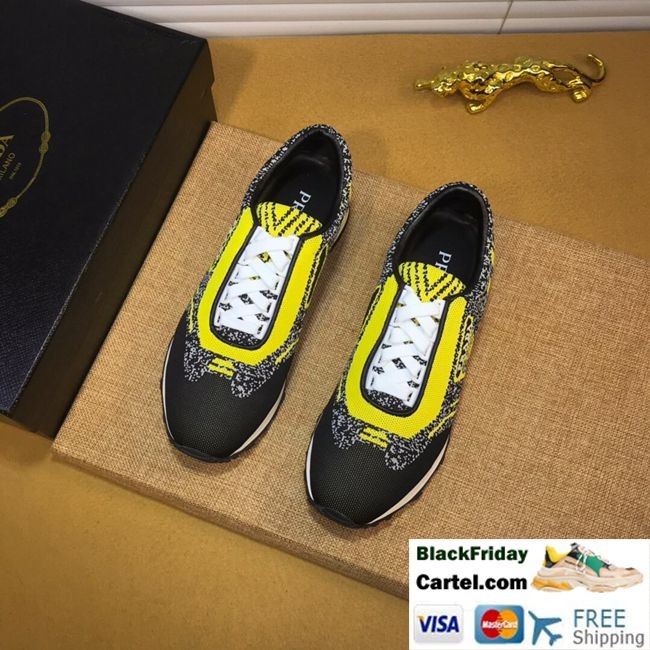 2019 New Prada 2019 New Yellow Print Stitching Casual Men S Shoes