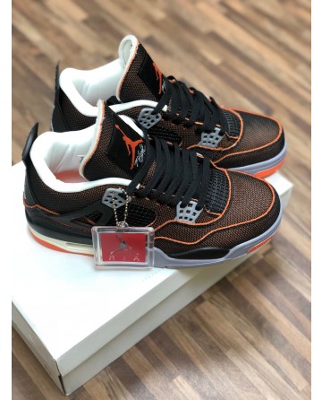 Air Jordan 4 Low Basketball Shoes Retro Black-Orange Upper