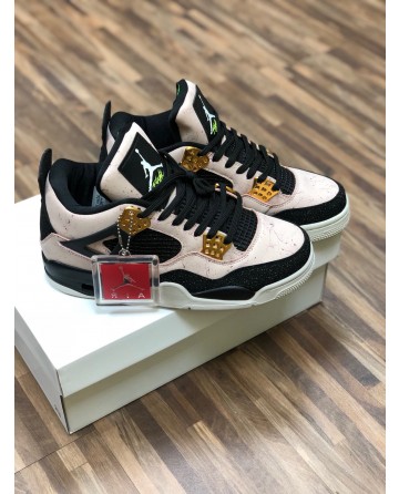 Air Jordan AJ 4 Low AJ Basketball Shoes Pink Upper Black lining