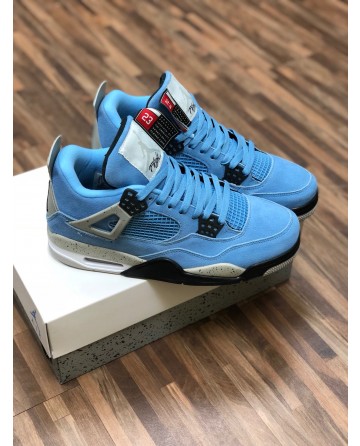 Air Jordan AJ 4 Men's Basketball Shoes with Gray&Blue Upper