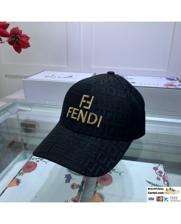 Fendi Black Baseball Cap With FF Logo - Adjustable