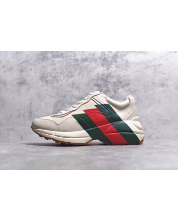 Gucci Rhyton Vintage White Leather Sneakers Cheap