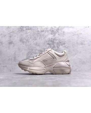 Gucci Rhyton Vintage White Leather Sneakers High Sole