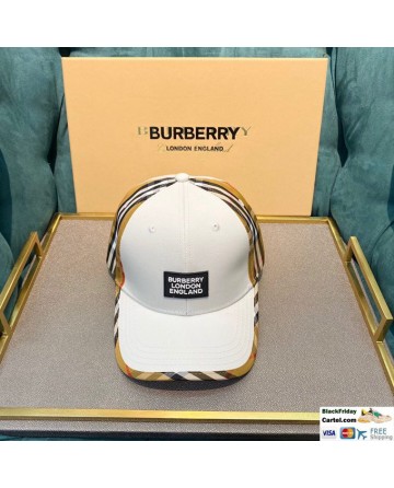 High Quality Burberry Striped Baseball Cap White Online