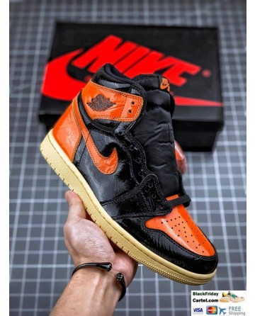 High Quality Nike Air Jordan 1 Retro High Sneakers Black & Orange