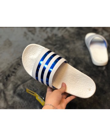 Adidas Boost Blue&White Stripe Slippers