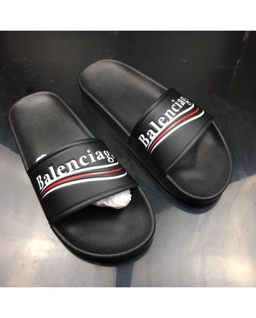 Balenciaga Piscine Slippers With Black Logo