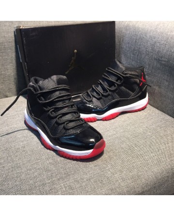 Air Jordan AJ 11 Black Sneakers With Red Ground