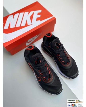 NIKE Air Max 2090 Leather Woven Black & Red Sneakers