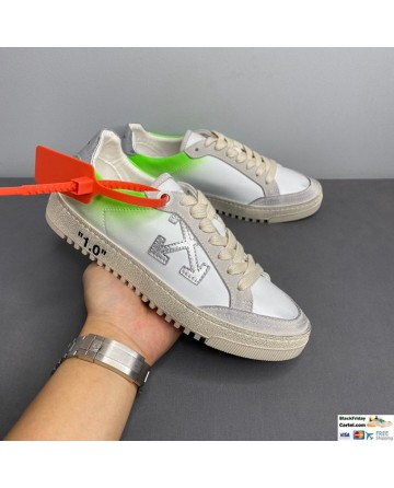 Off-White White & Green Low Vulcanized Sneakers