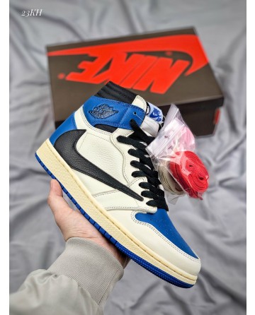 Travis Scott x Fragment x Nike Air Jordan 1 High OG SP Military Blue Basketball Shoes